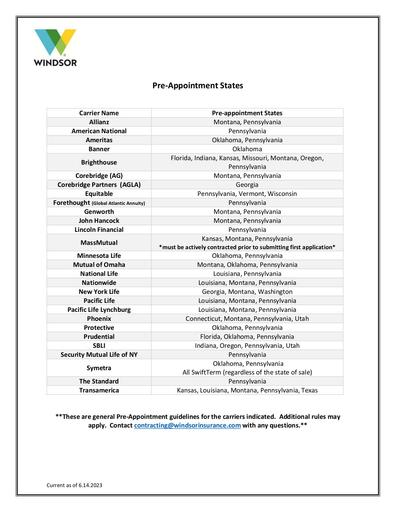 Pre Appointment States